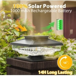 4 Pack Solar Outdoor Post Pap Lights Cold White IP65 Waterproof For 4x4 5x5 6x6 Wooden Posts In Garden Decor