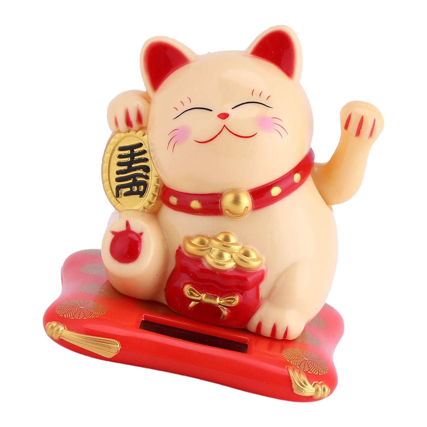 Solar Powered Cute Waving Cat Good Luck Wealth Welcoming Cats Home Display Car Decor(Yellow)