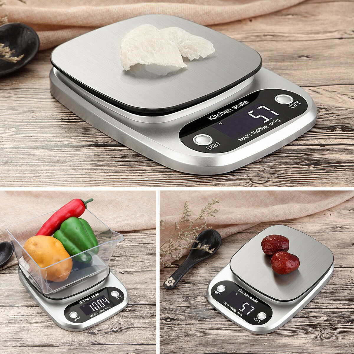 Digital Kitchen Scale, 22lbs/1g Precision, Stainless Steel, Multifunction