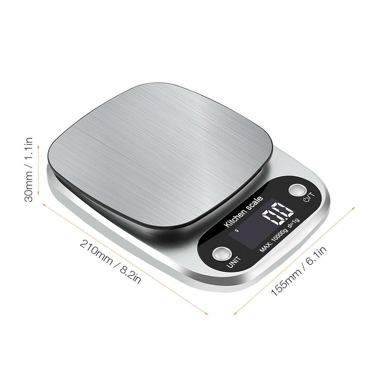 Digital Kitchen Scale, 22lbs/1g Precision, Stainless Steel, Multifunction