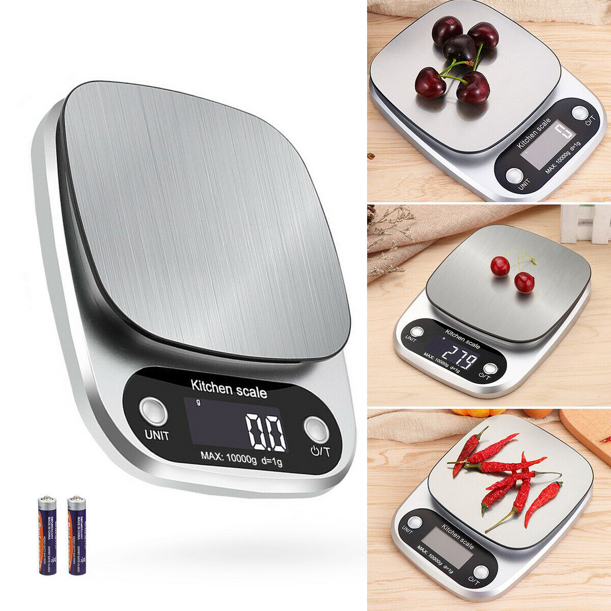 Digital Kitchen Scale, 22lbs/1g Precision, Stainless Steel, Multifunction