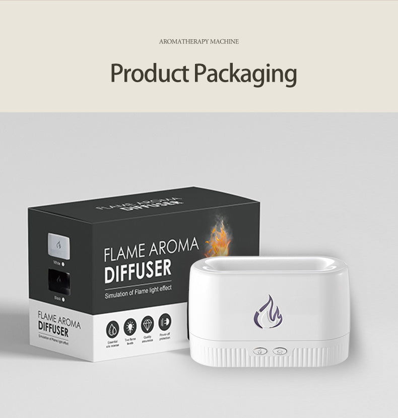 Factory-priced flame humidifier and aroma diffuser machine. Silent operation, perfect for home and bedroom use. Enhances your space with essential oil diffusion and a calming flame effect.