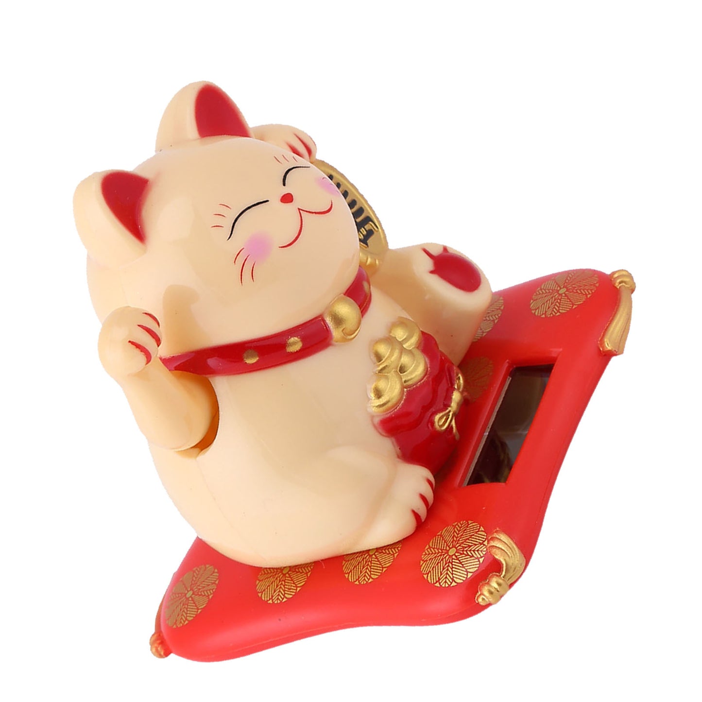 Solar Powered Cute Waving Cat Good Luck Wealth Welcoming Cats Home Display Car Decor(Yellow)