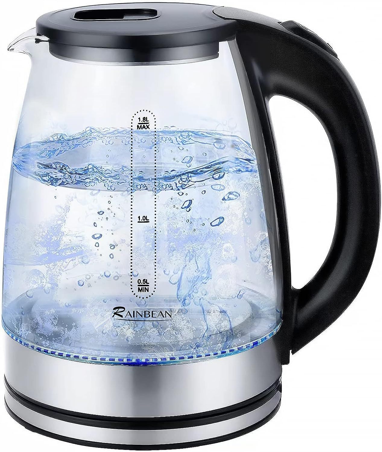 Electric Kettle 1.8L, LED Light, Auto Shut-Off & Boil Dry Safe